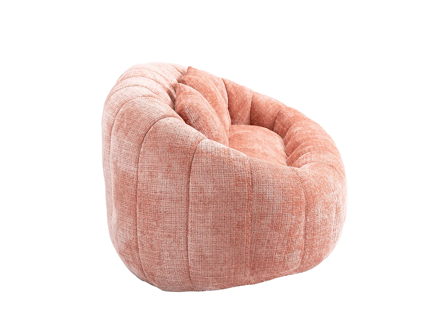 Canapé pouf 2 places rose en chenille – avec deux coussins confortables - fauteuil pouf haut dossier – ultra durable et confortable