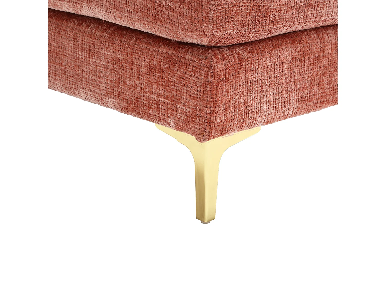 Canapé 4 Places Panoramique en Chenille Rose à Double Couche (272x136x88 cm) - Pieds Dorés pour un Confort Exceptionnel