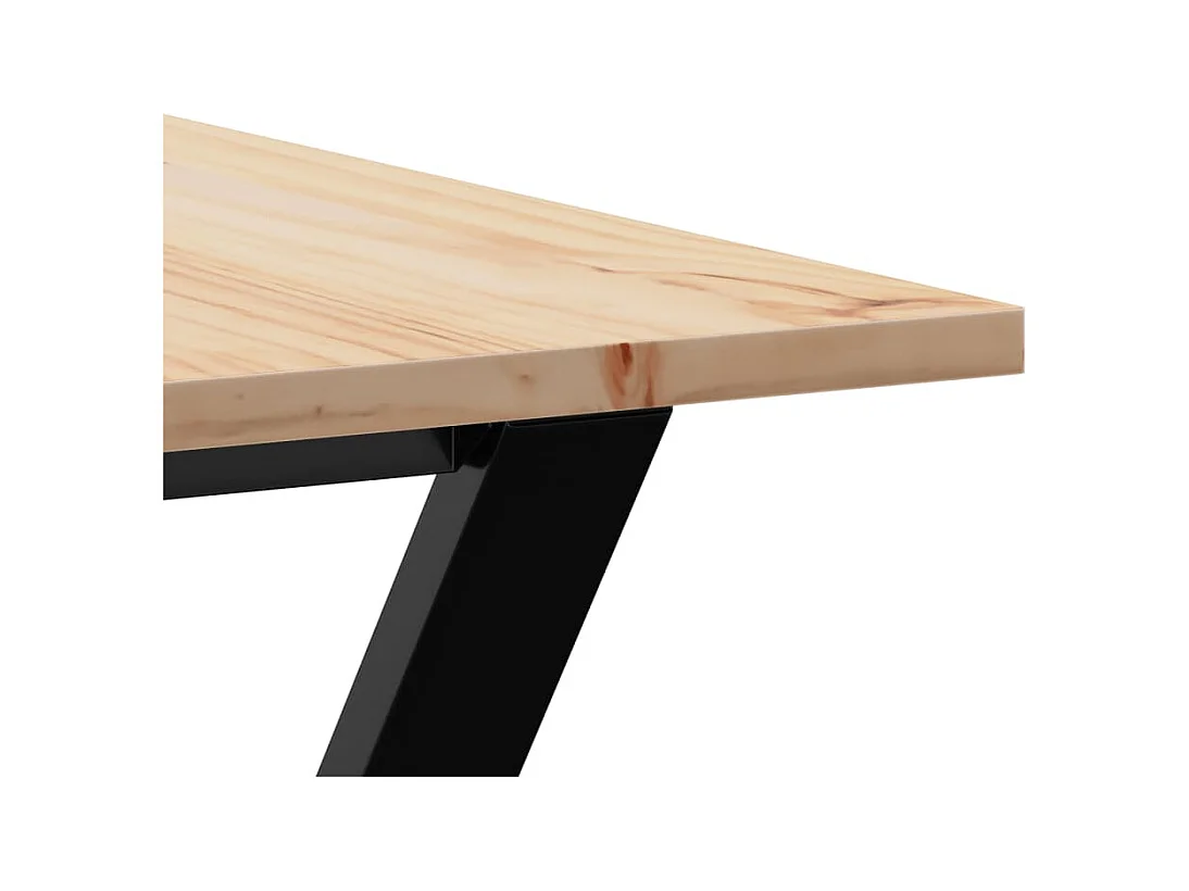 Table à manger cadre en Y 140x80x75 cm bois de pin massif acier