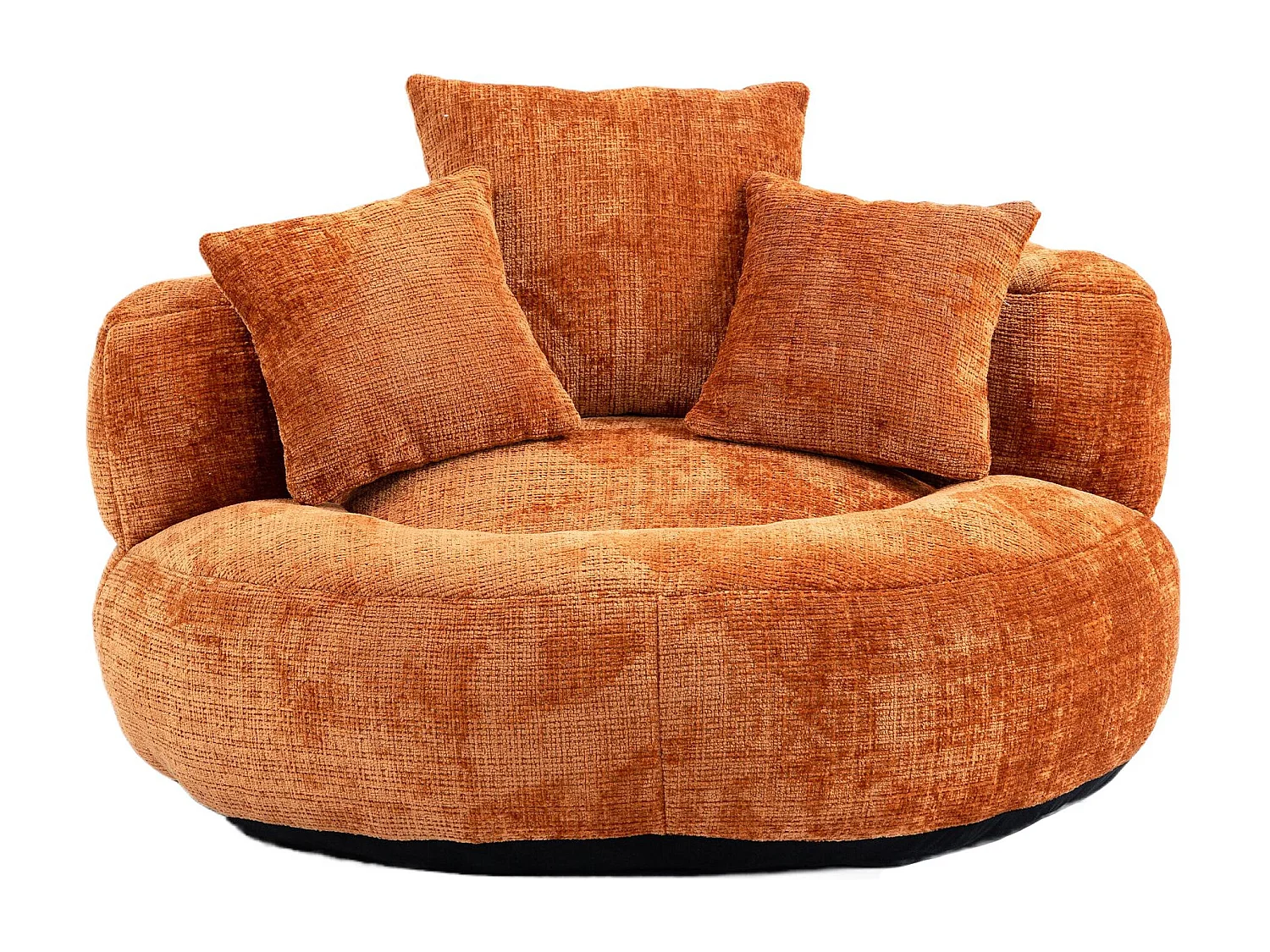 Fauteuil pouf orange  – haut dossier – grand modèle – 3 coussins inclus – ultra moelleux et usage multi-situations - pour adultes et enfants