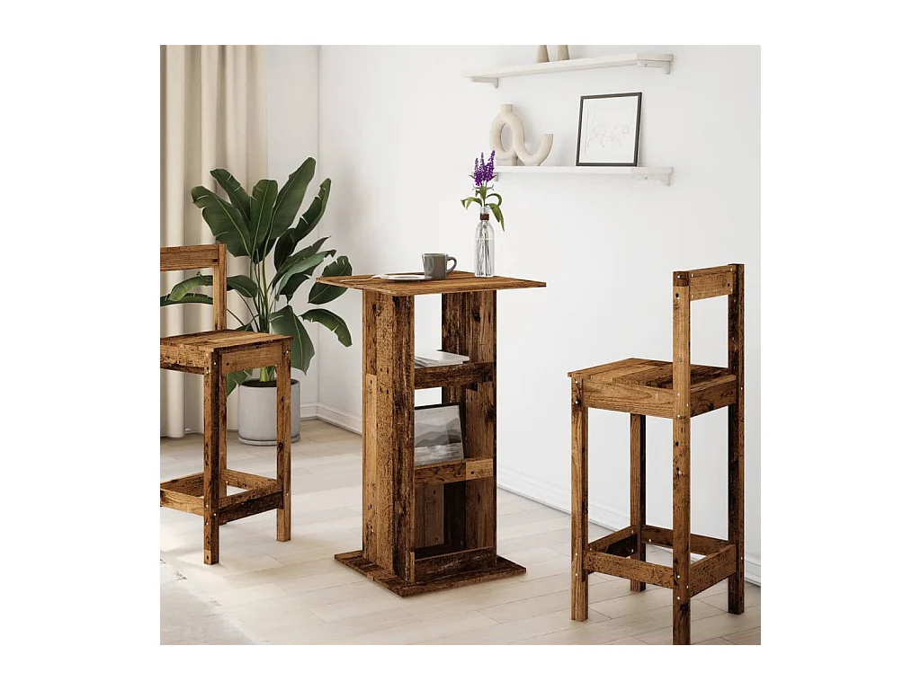 Table de bar avec rangement vieux bois bois d’ingénierie