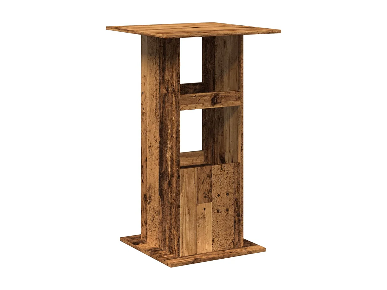 Mesa de bar con almacenamiento, madera vieja, madera de ingeniería.