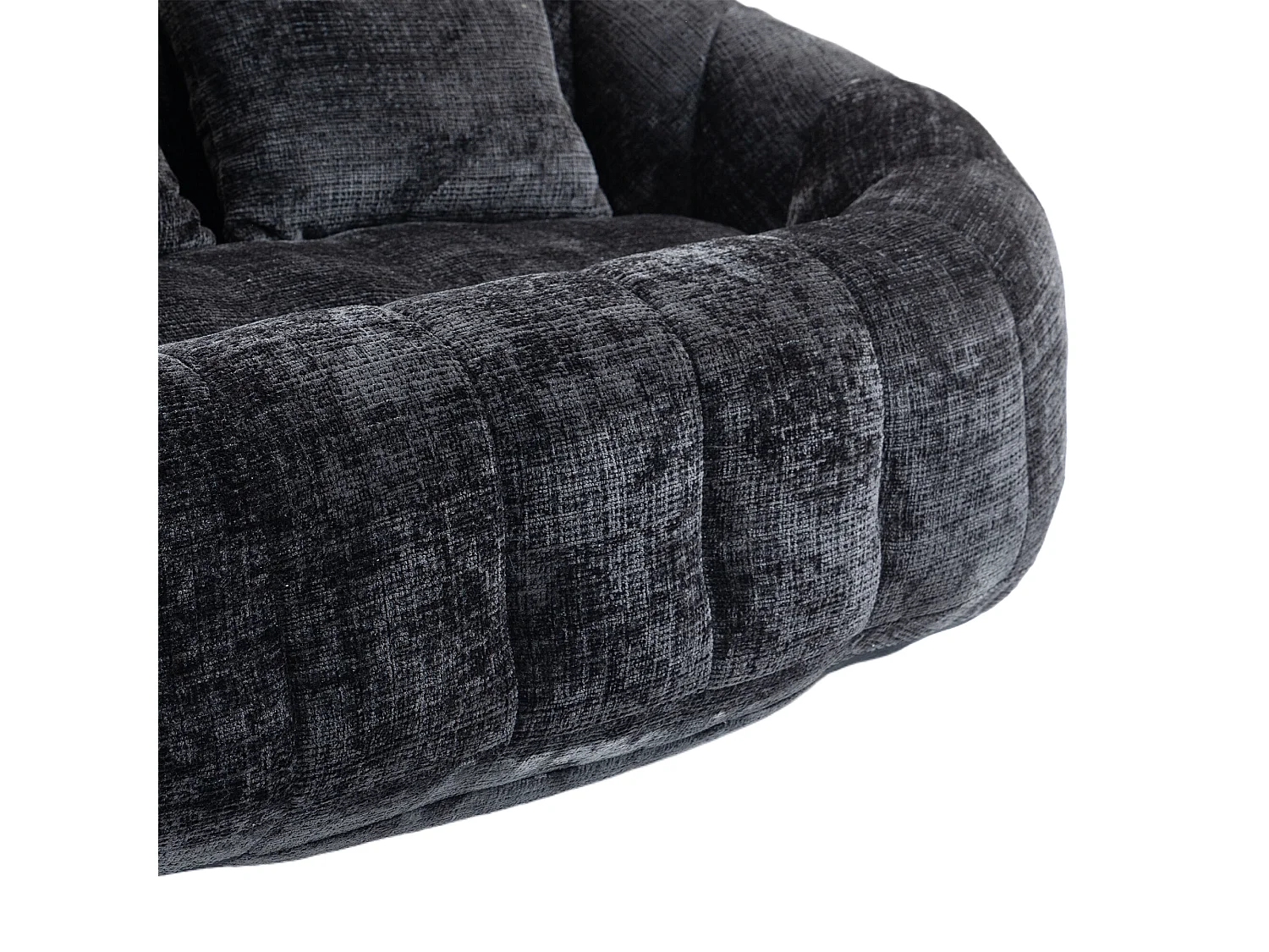 Canapé pouf 2 places noir en chenille – avec deux coussins confortables - fauteuil pouf haut dossier – ultra durable et confortable