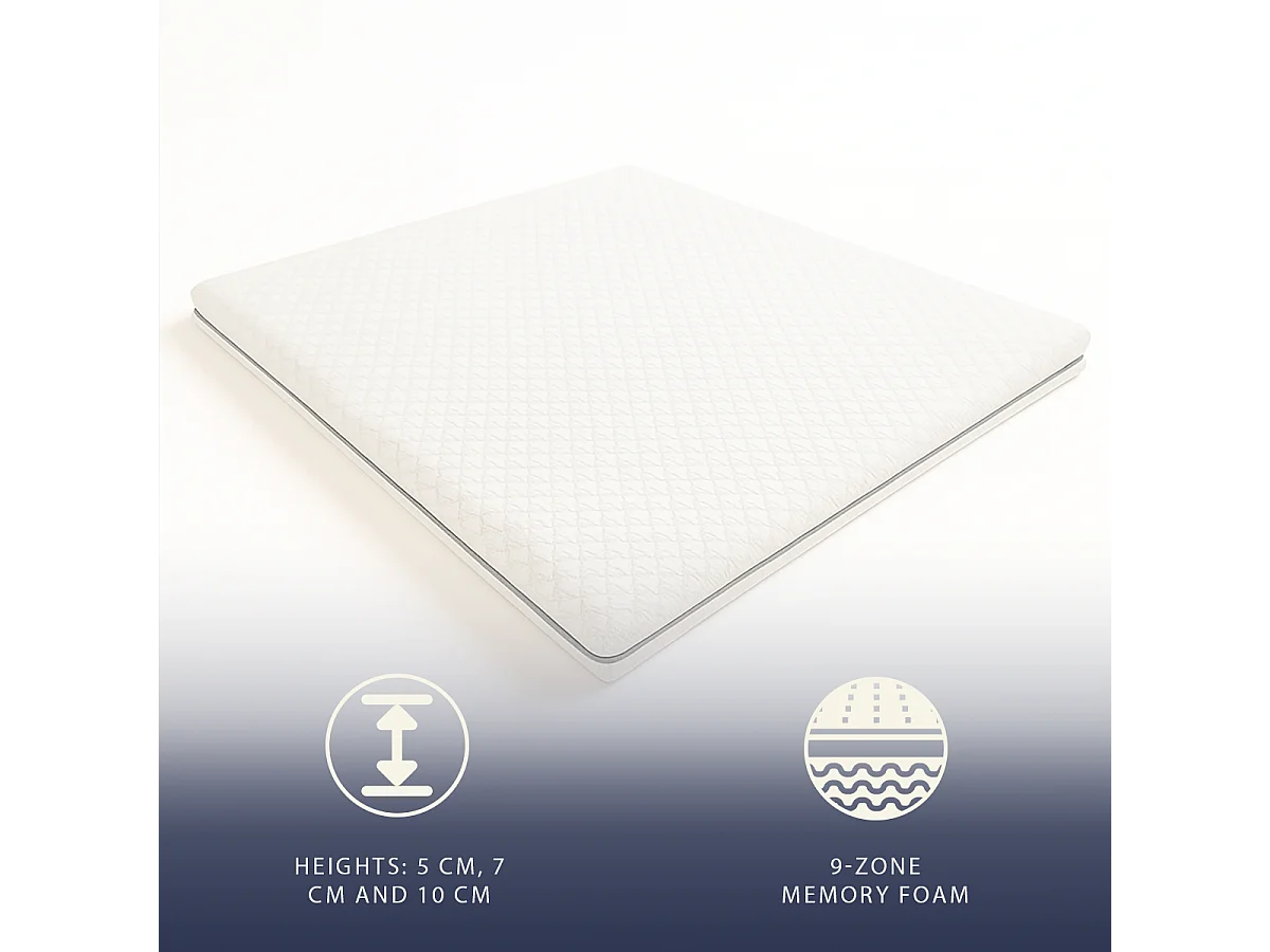 Surmatelas Simple 80x190 | Memory 9 Zones | 5 cm | Housse amovible | Made in Italy