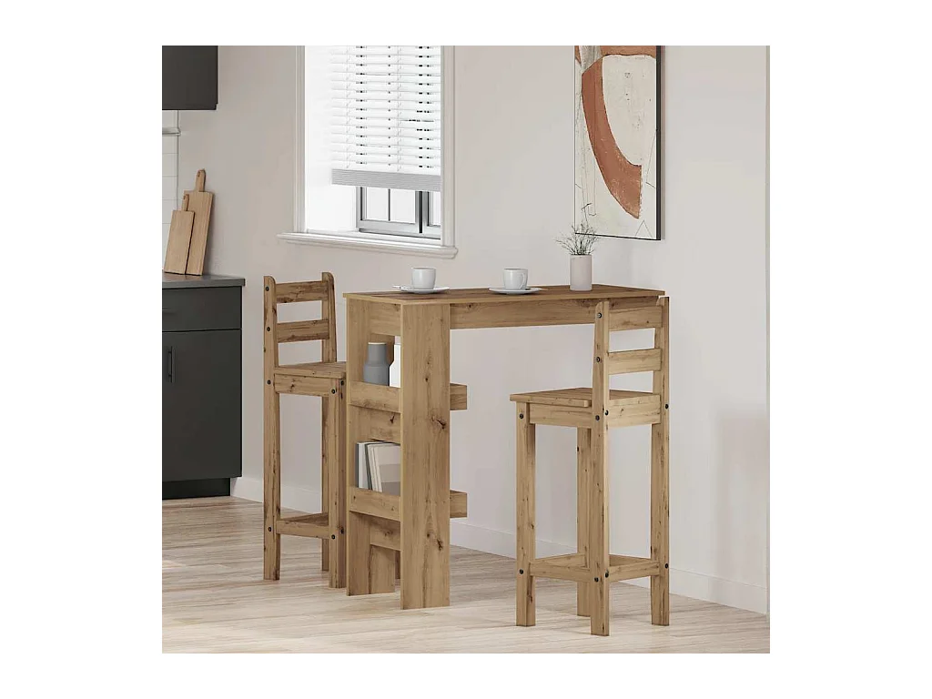 Table de bar murale chêne artisanal bois d'ingénierie