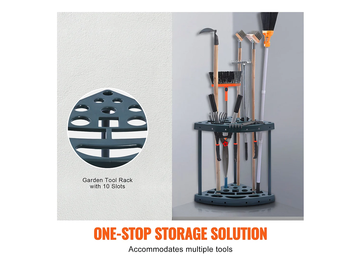 Aufbewahrungsständer, SucceBuy Eck-Aufbewahrungsständer für Gartengeräte, Besen- und Wischmop-Halter mit 19 Plätzen