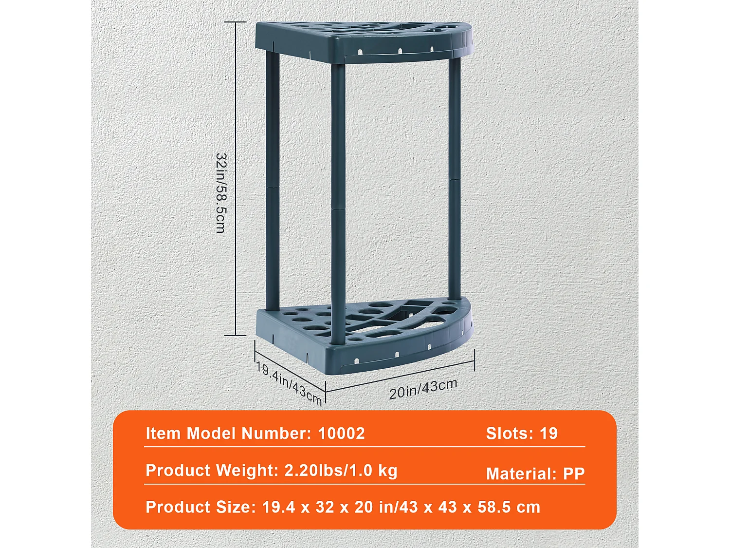 Support de Rangement, SucceBuy Support de Rangement d’Angle pour Outils de Jardin, Support pour Balai et Serpillère à 19 Emplacements