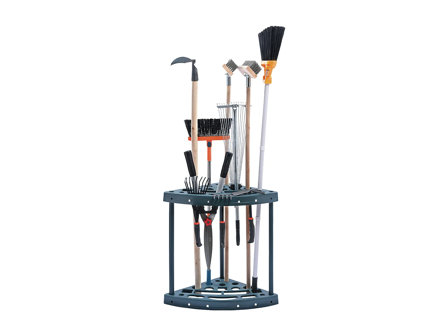 Support de Rangement, SucceBuy Support de Rangement d’Angle pour Outils de Jardin, Support pour Balai et Serpillère à 19 Emplacements