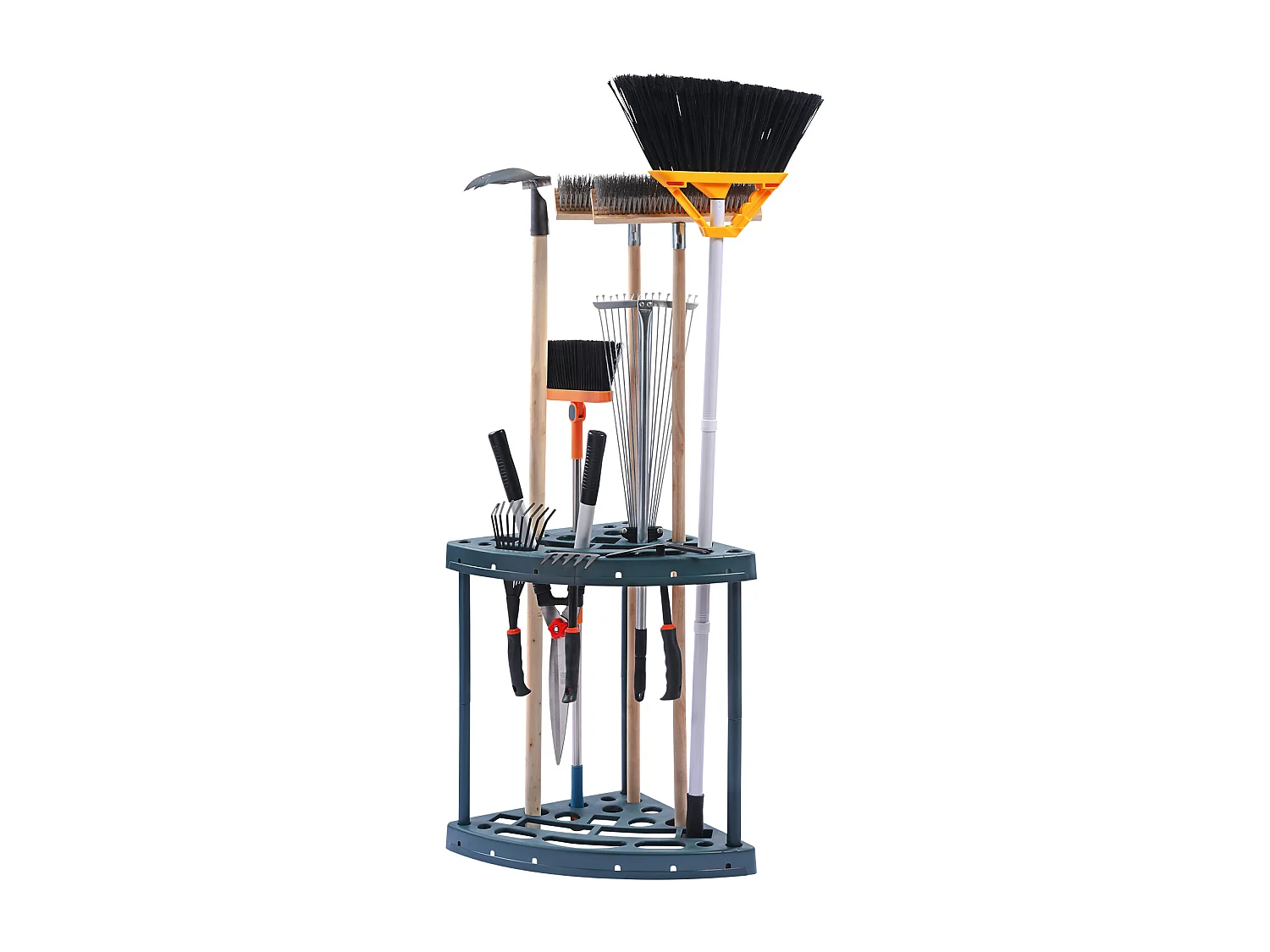 Support de Rangement, SucceBuy Support de Rangement d’Angle pour Outils de Jardin, Support pour Balai et Serpillère à 19 Emplacements