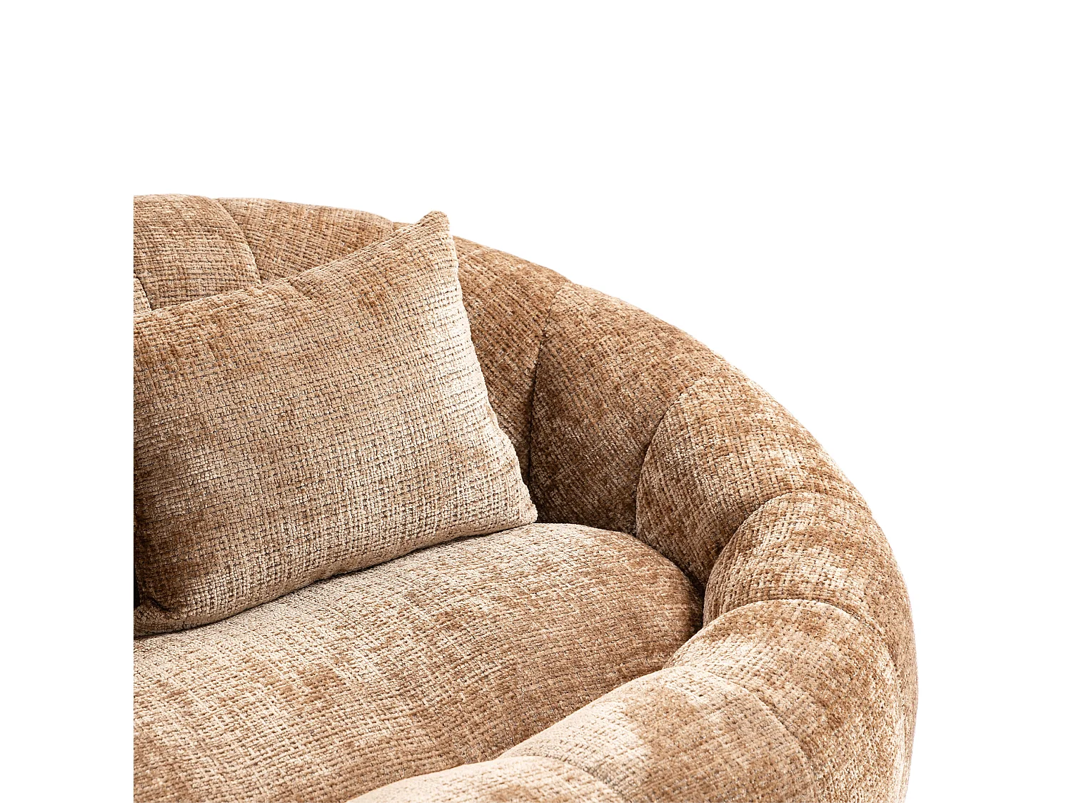 Canapé pouf 2 places café en chenille – avec deux coussins confortables - fauteuil pouf haut dossier – ultra durable et confortable