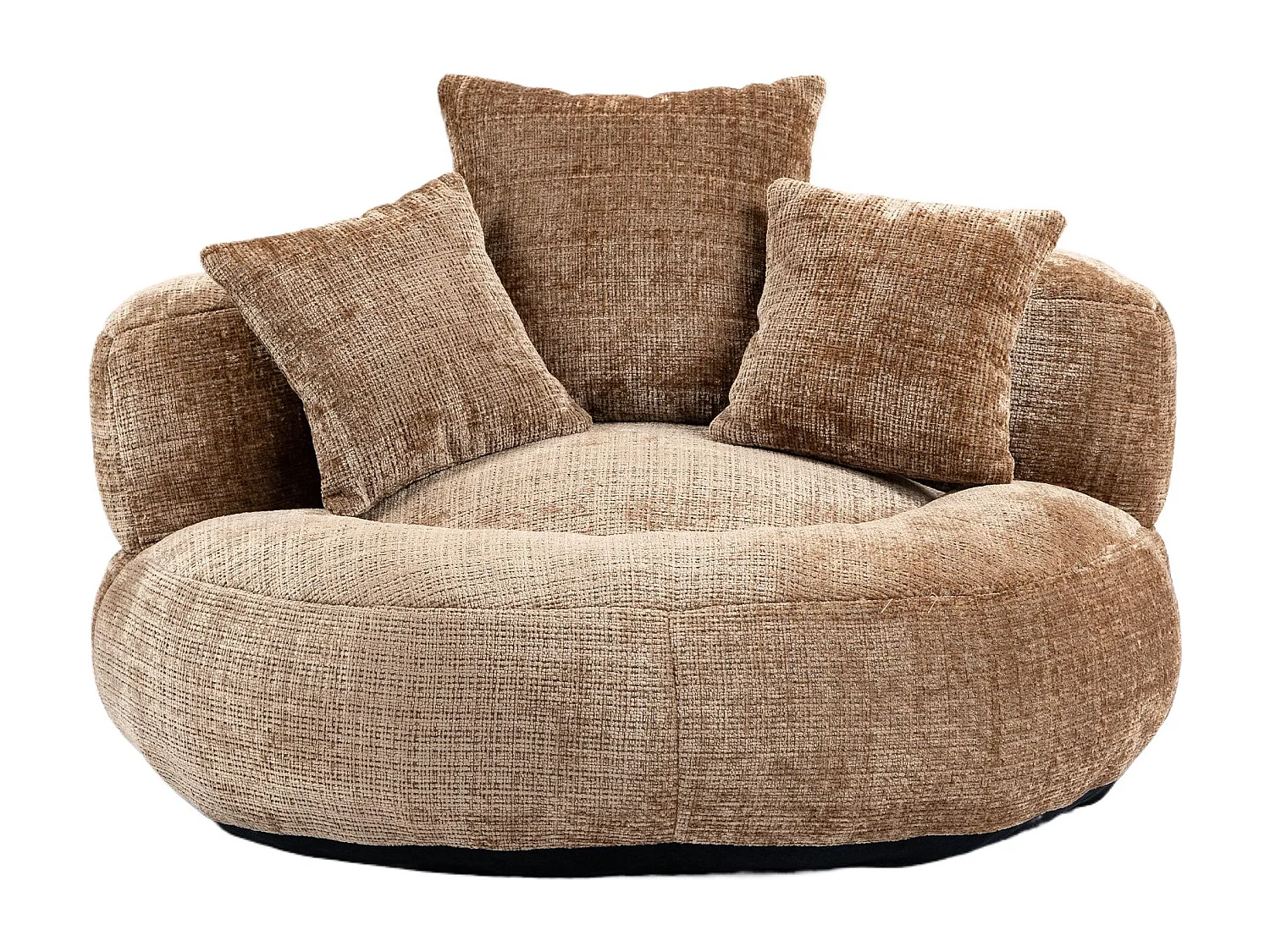 Fauteuil pouf taupe – haut dossier – grand modèle – 3 coussins inclus – ultra moelleux et usage multi-situations - pour adultes et enfants