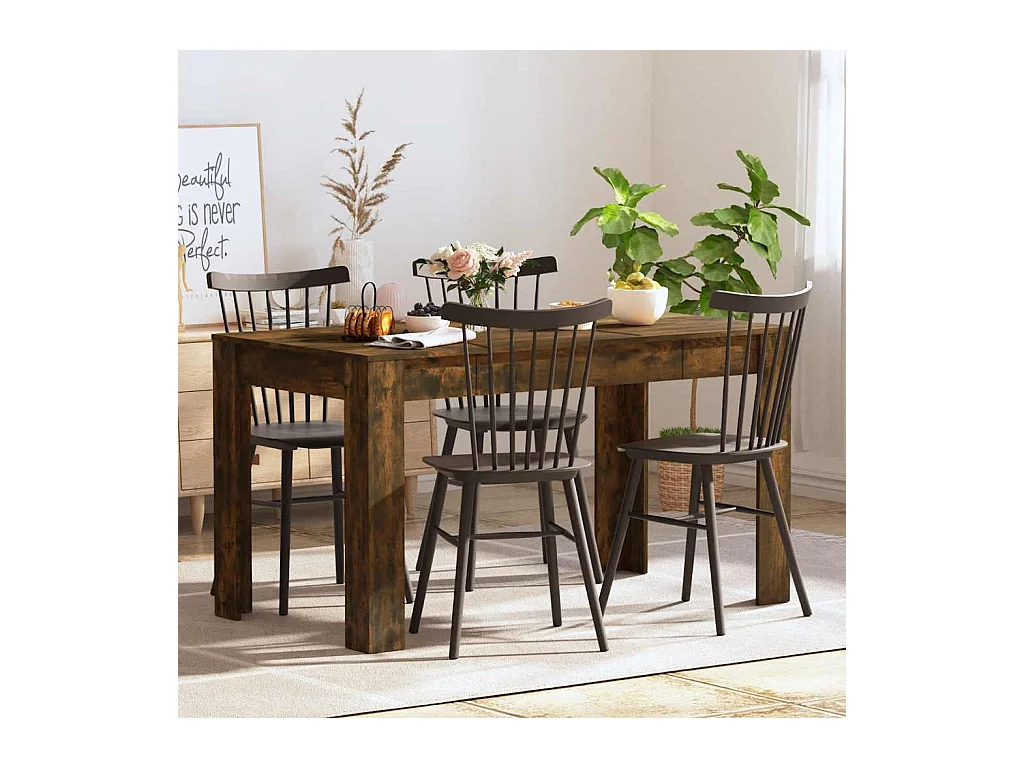 Table à manger chêne fumé 140x74,5x76 cm bois d'ingénierie