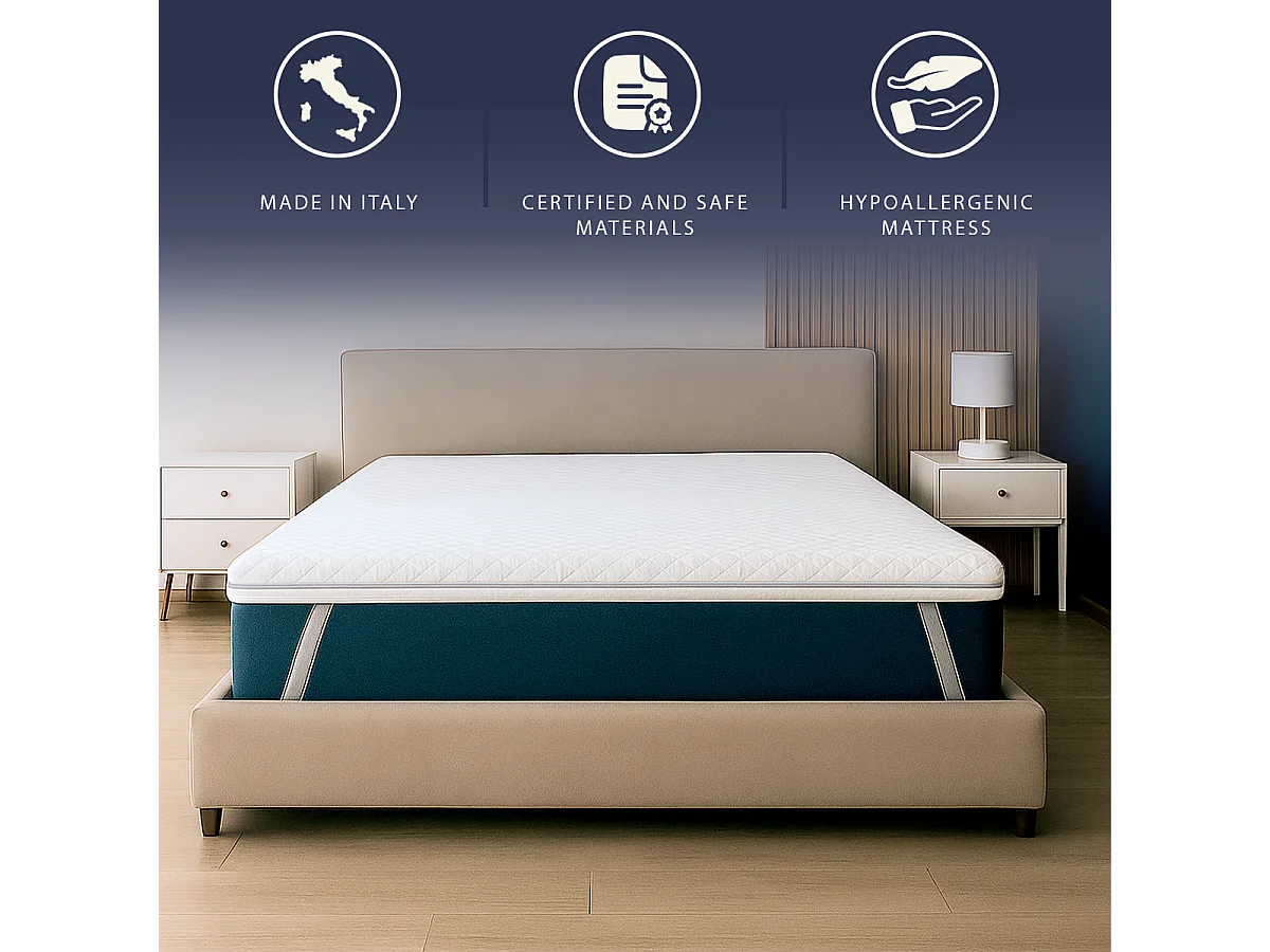 Surmatelas Double Fr 140x200 | Memory 9 Zones | 10 cm | Housse amovible | Made in Italy