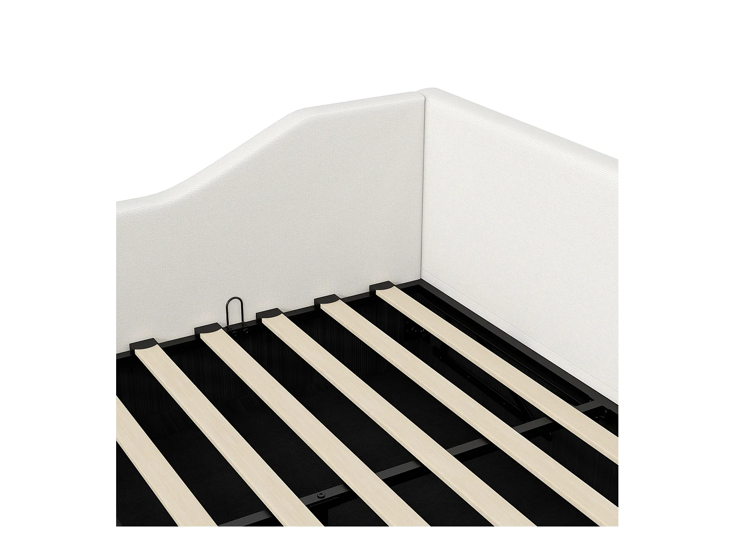 Canapé-lit capitonné 140x200cm - avec espace de rangement - avec sommier à lattes - MDF+lin - beige