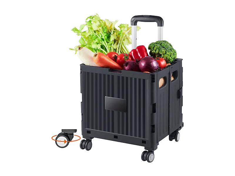 Einkaufswagen, SucceBuy Klappbarer Einkaufswagen, Nutzwagen mit 49.8 kg Tragkraft und Teleskopgriff