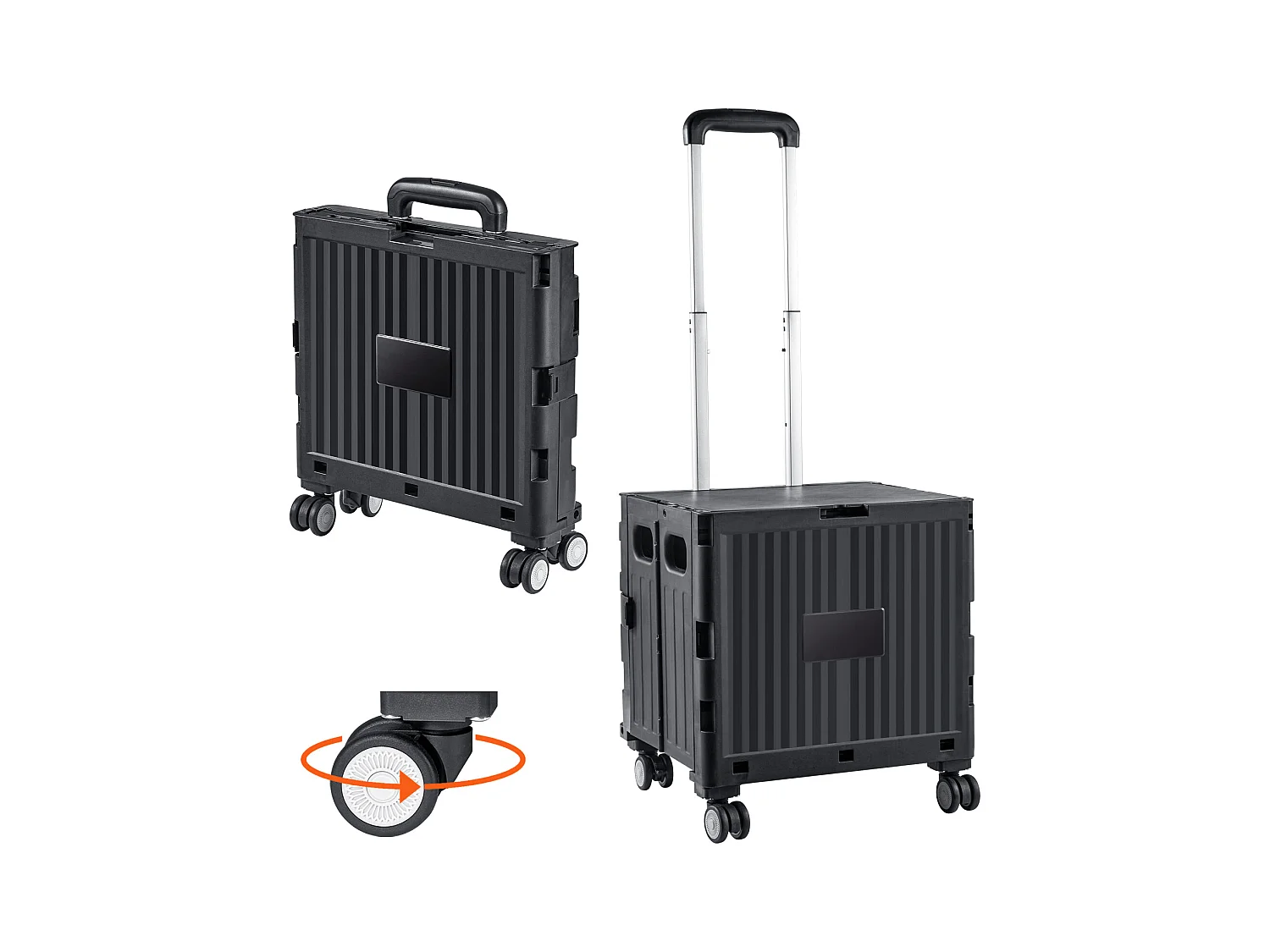 Chariot de Courses, SucceBuy Chariot de Courses Pliable, Chariot Utilitaire de 49.8 kg avec Poignée Télescopique