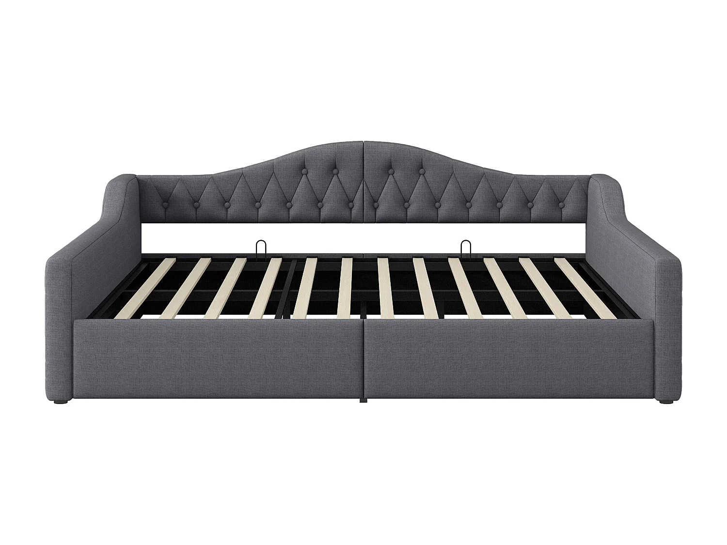 Divano letto imbottito 140×200 cm - con striscia luminosa LED - contenitore - con rete a doghe - grigio