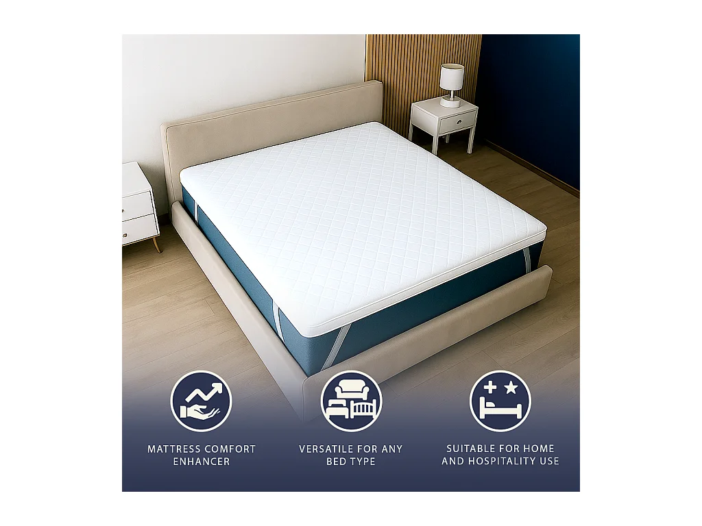Surmatelas Double 180x200 | Memory 9 Zones | 10 cm | Housse amovible | Made in Italy