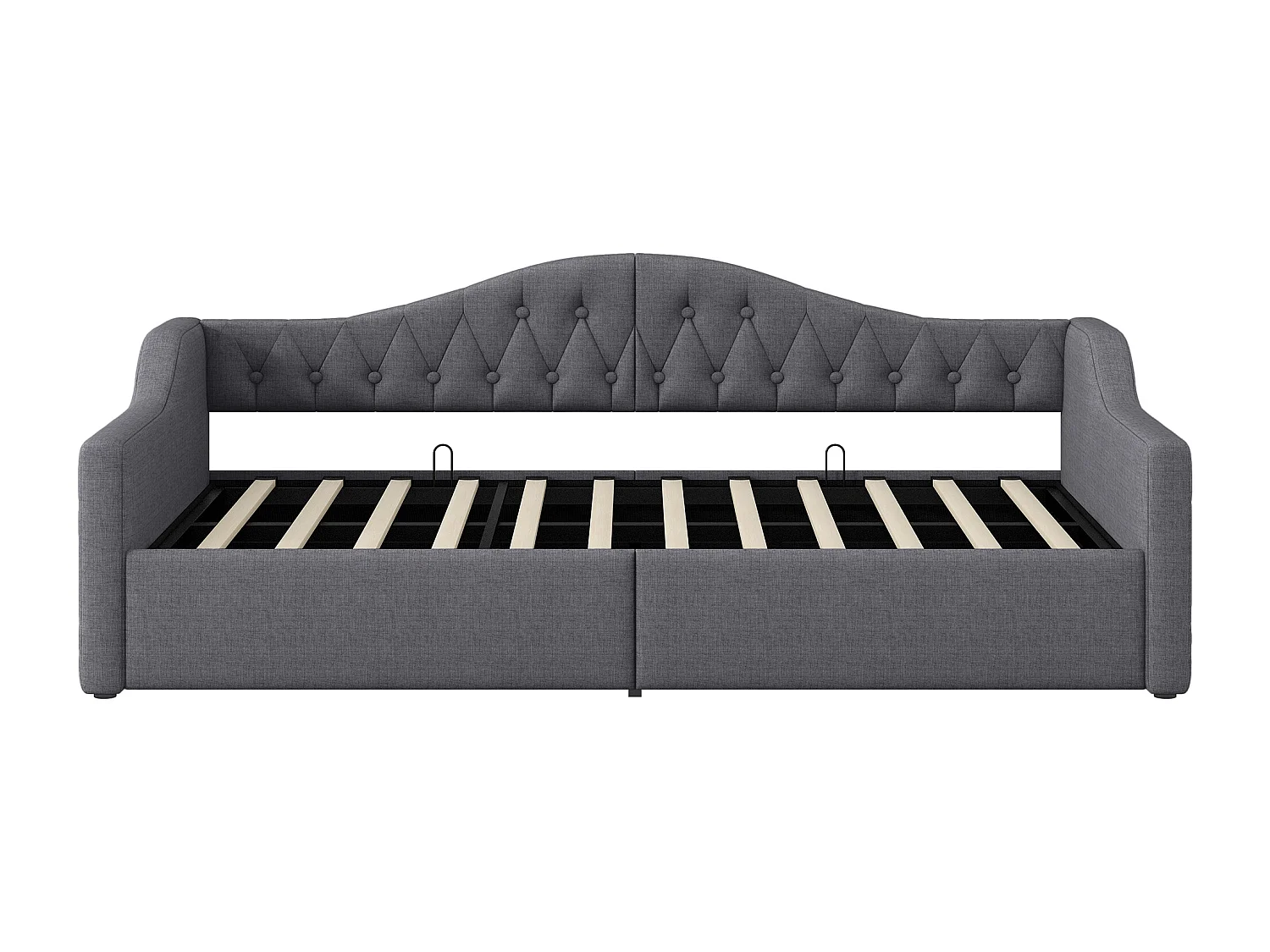 Divano letto imbottito 90×200 cm - con striscia luminosa LED - contenitore - con rete a doghe - grigio