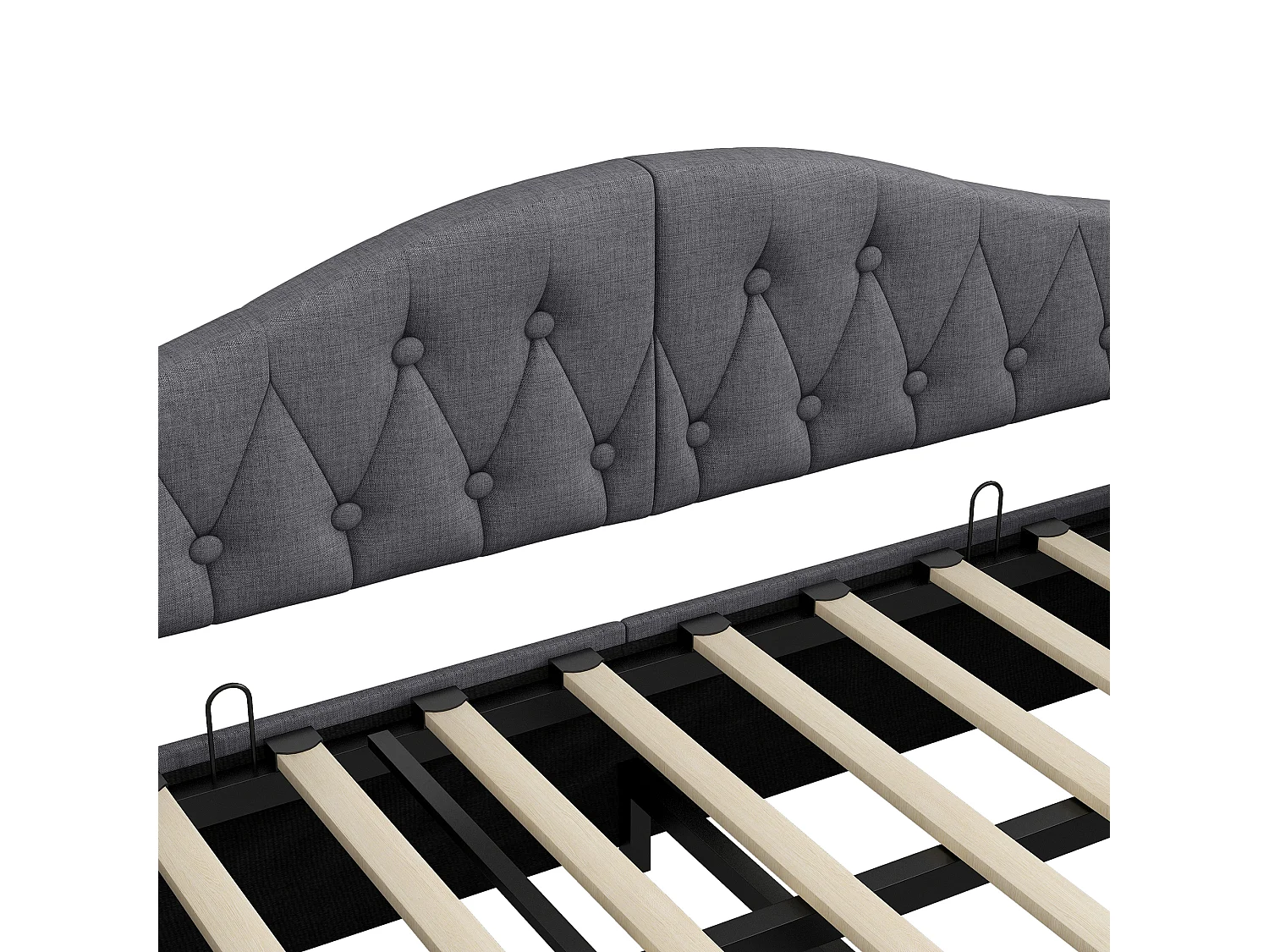 Divano letto imbottito 90×200 cm - con striscia luminosa LED - contenitore - con rete a doghe - grigio