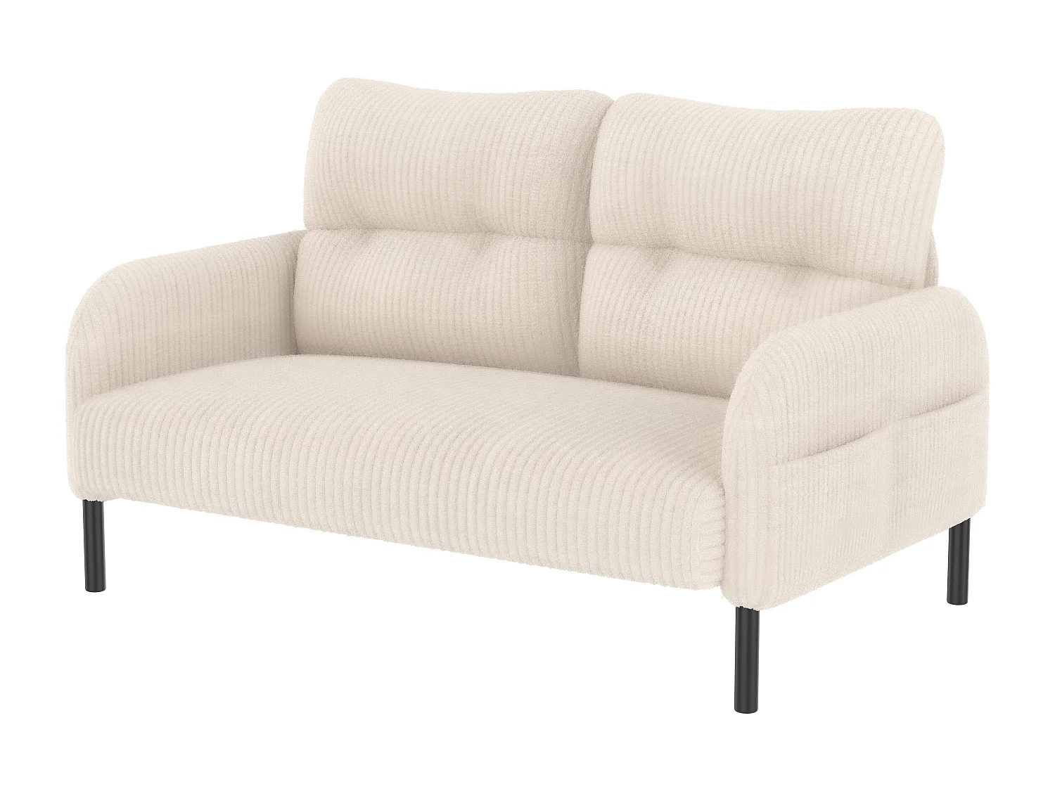 Ensemble 3 pièces velours beige – canapé 2 places et 3 places + pouf – coussins inclus – poches latérales – idéal pour salon, bureau et chambre