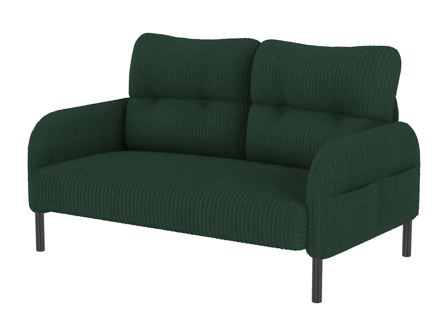 Ensemble 3 pièces velours vert – canapé 2 places et 3 places + pouf – coussins inclus – poches latérales – idéal pour salon, bureau et chambre