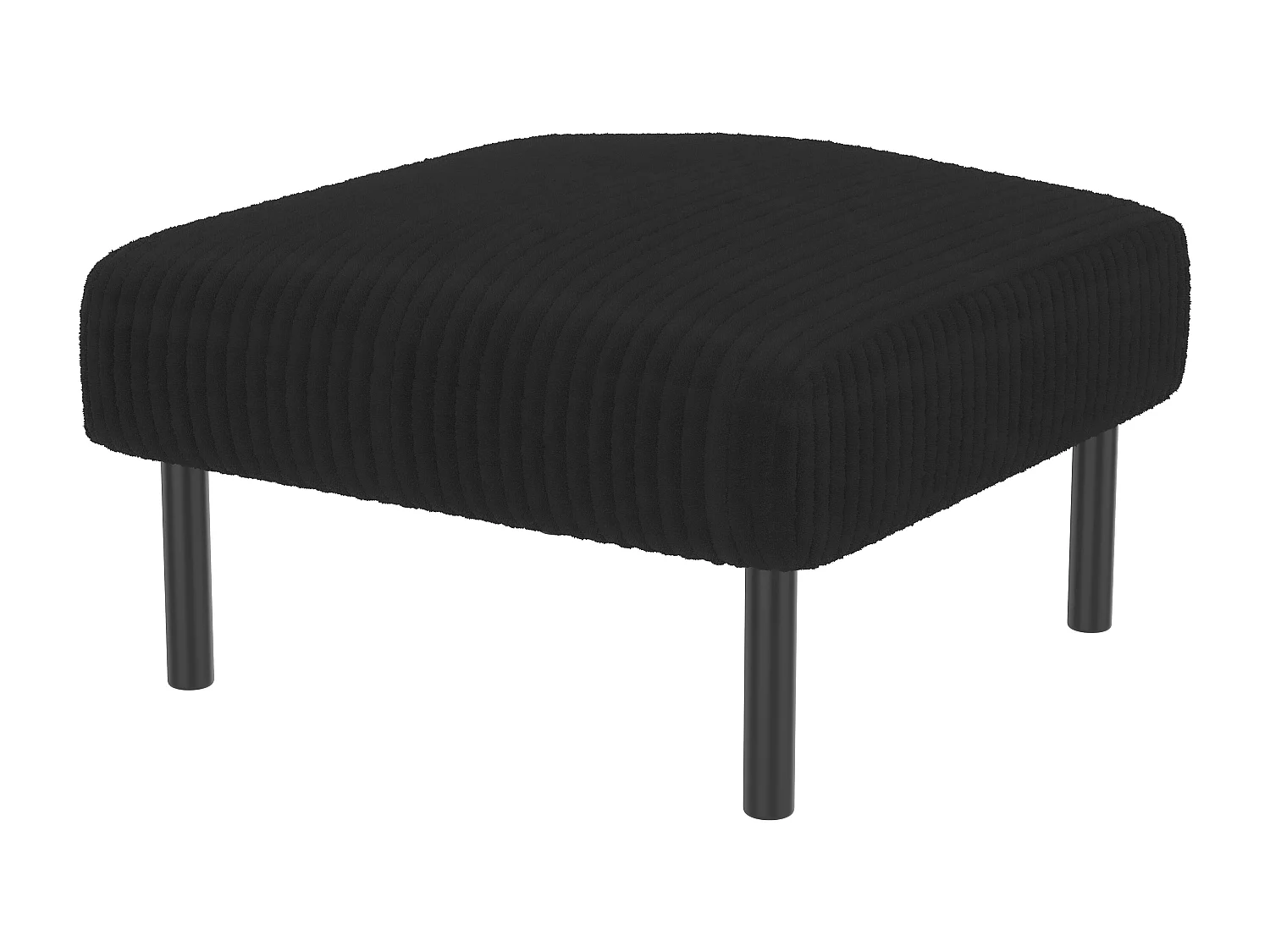 Ensemble 3 pièces velours noir – canapé 2 places et 3 places + pouf – coussins inclus – poches latérales – idéal pour salon, bureau et chambre