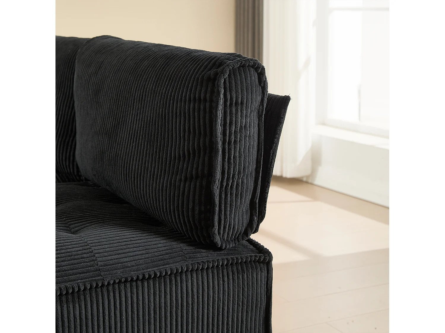 U-vormige modulaire bank (308 x 82 x 154 cm) – 6 omvormbare zitplaatsen – Corduroy stof – Schuimstructuur