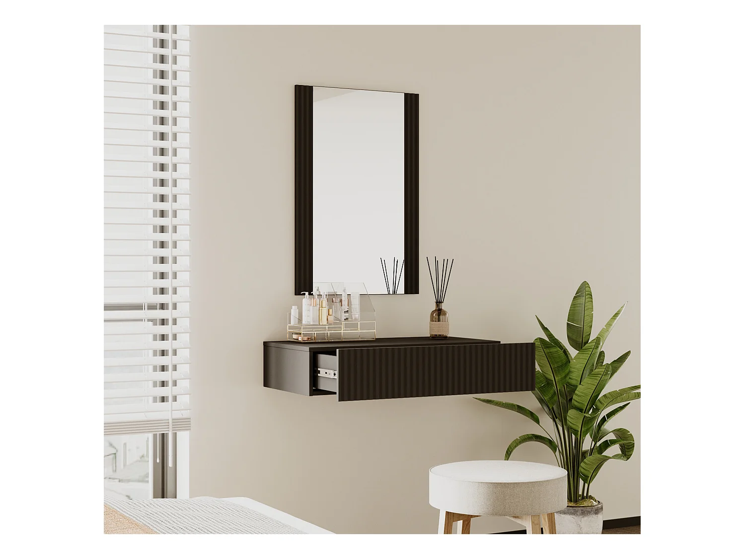 Tocador para Dormitorio en Negro 80x42x97cm Velia