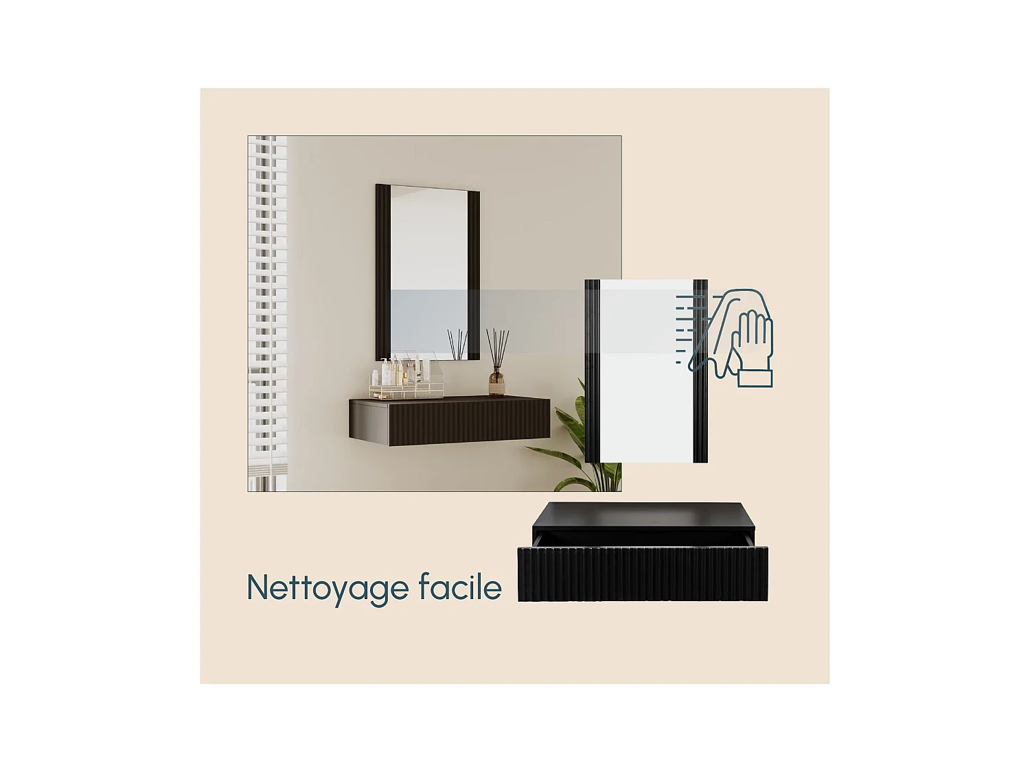 Tocador para Dormitorio en Negro 80x42x97cm Velia