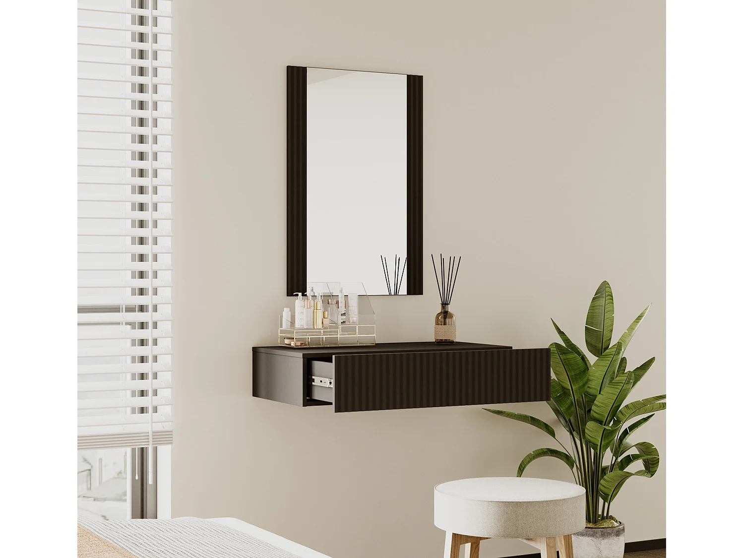 Tocador para Dormitorio en Negro 80x42x97cm Velia