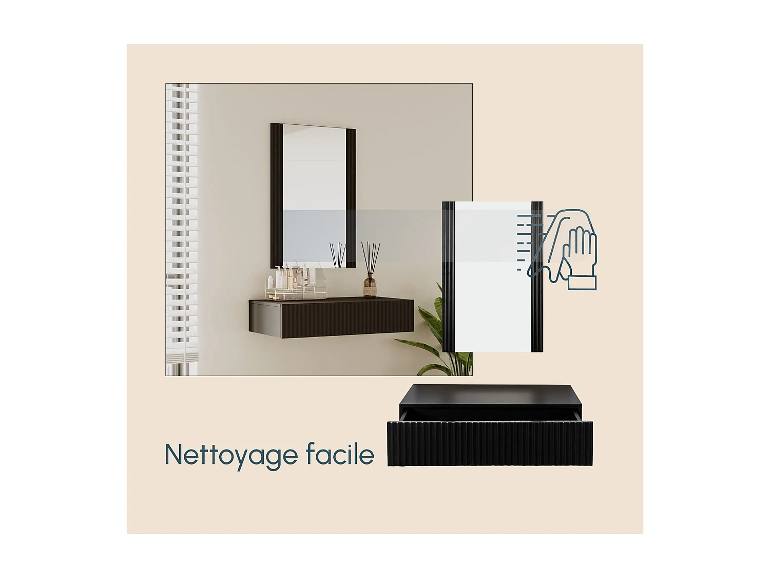 Tocador para Dormitorio en Negro 80x42x97cm Velia