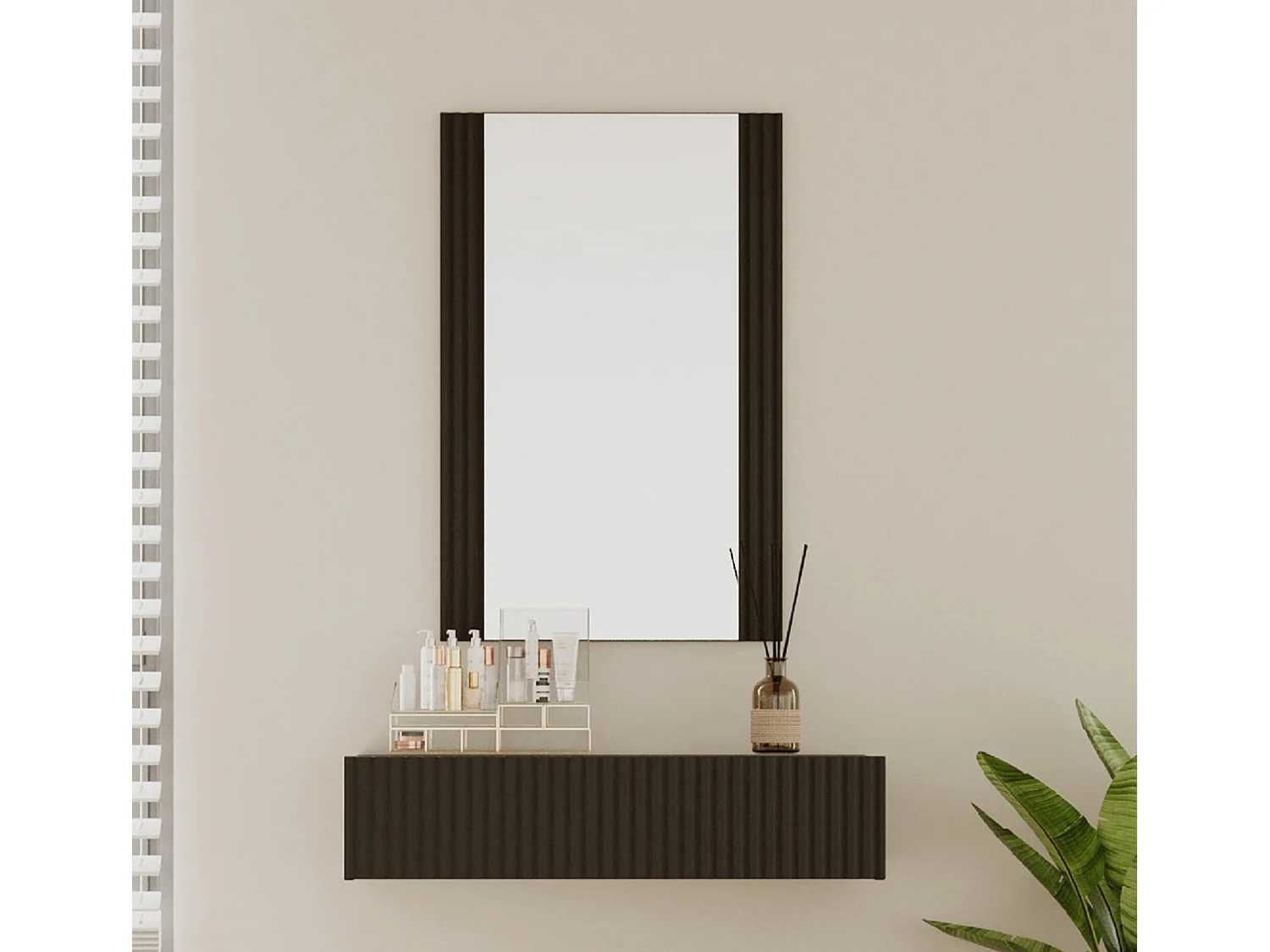 Coiffeuse pour Chambre à coucher en Noir 80x42x97cm Velia