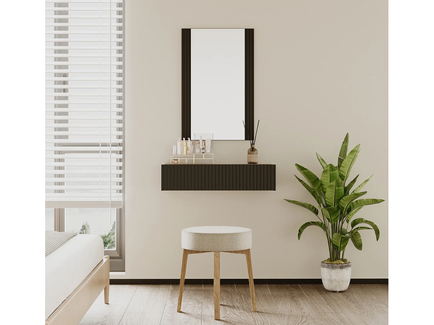 Coiffeuse pour Chambre à coucher en Noir 80x42x97cm Velia