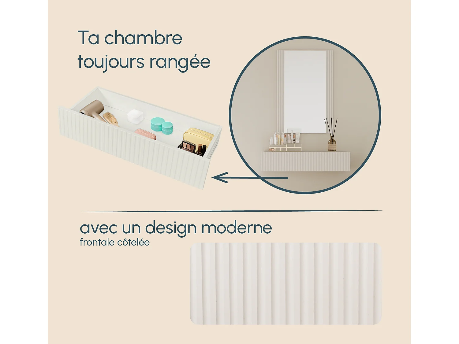 Tocador para Dormitorio en Blanco 80x42x97cm Velia