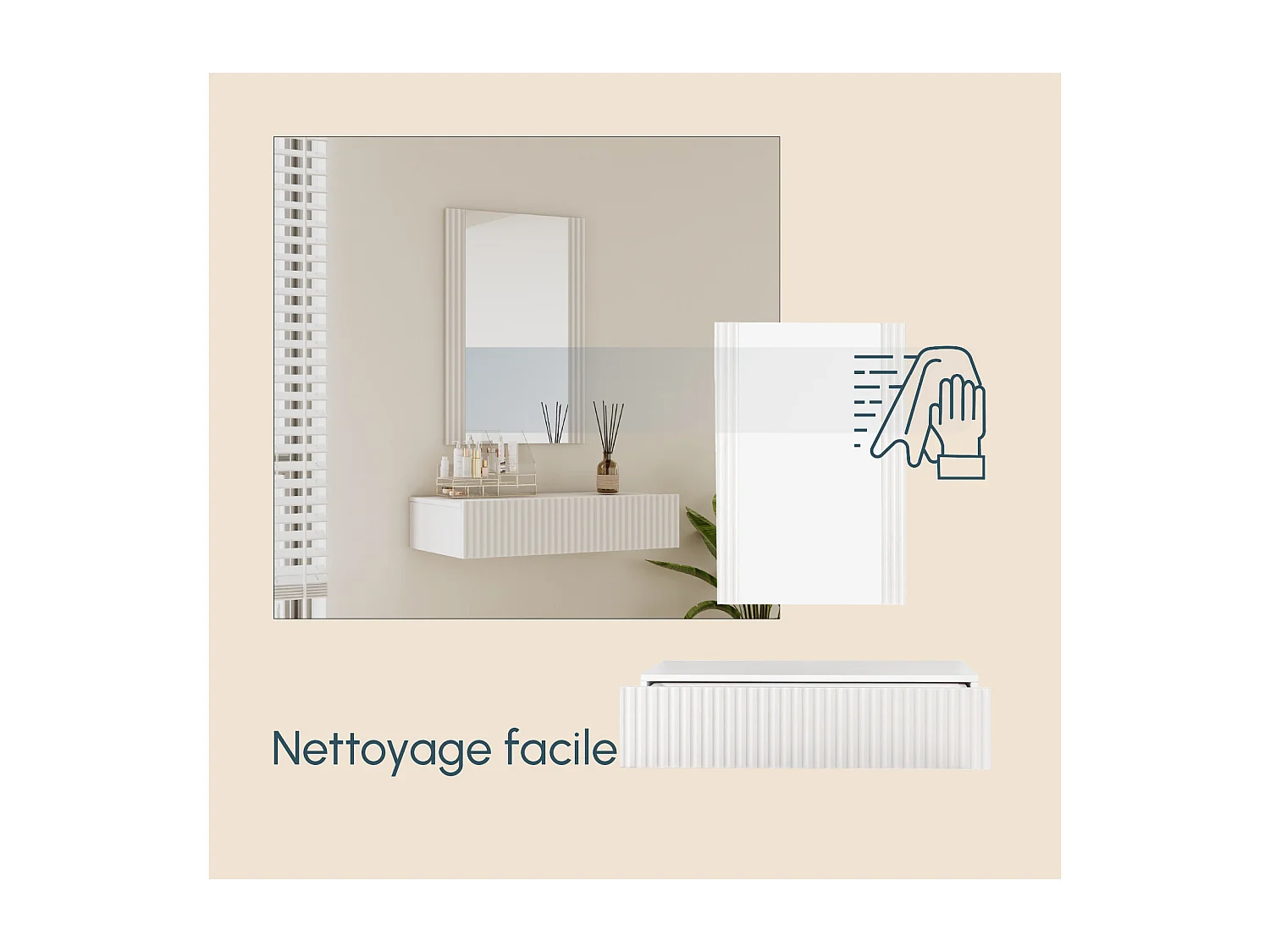 Tocador para Dormitorio en Blanco 80x42x97cm Velia