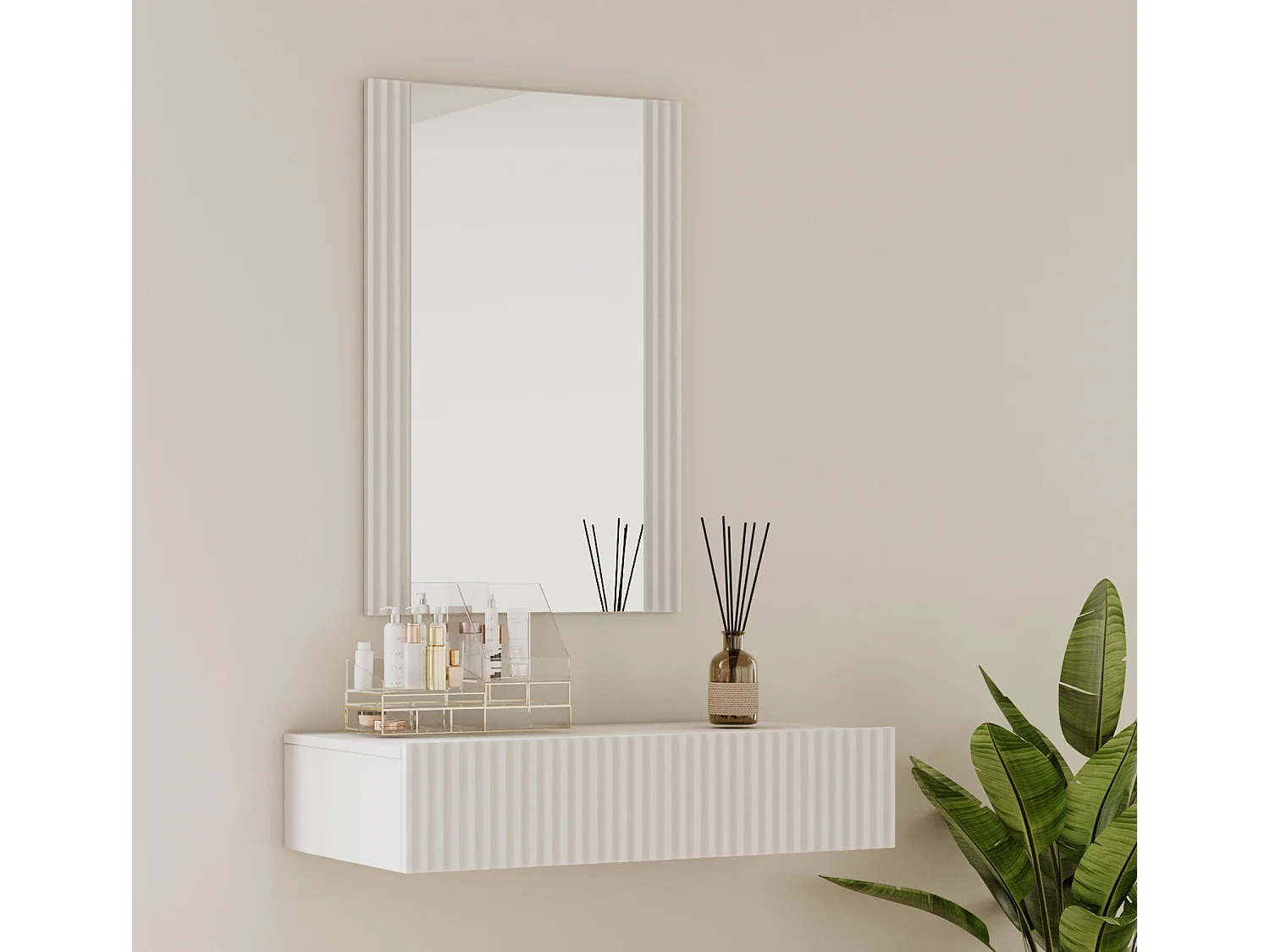 Coiffeuse pour Chambre à coucher en Blanc 80x42x97cm Velia