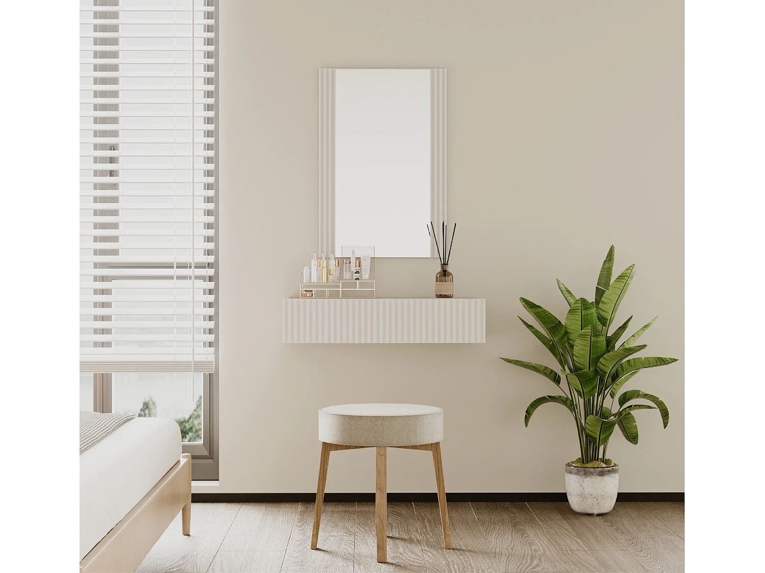 Coiffeuse pour Chambre à coucher en Blanc 80x42x97cm Velia