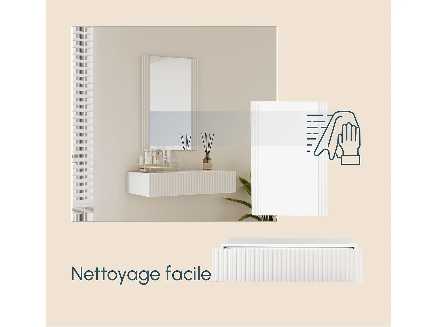 Tocador para Dormitorio en Blanco 80x42x97cm Velia