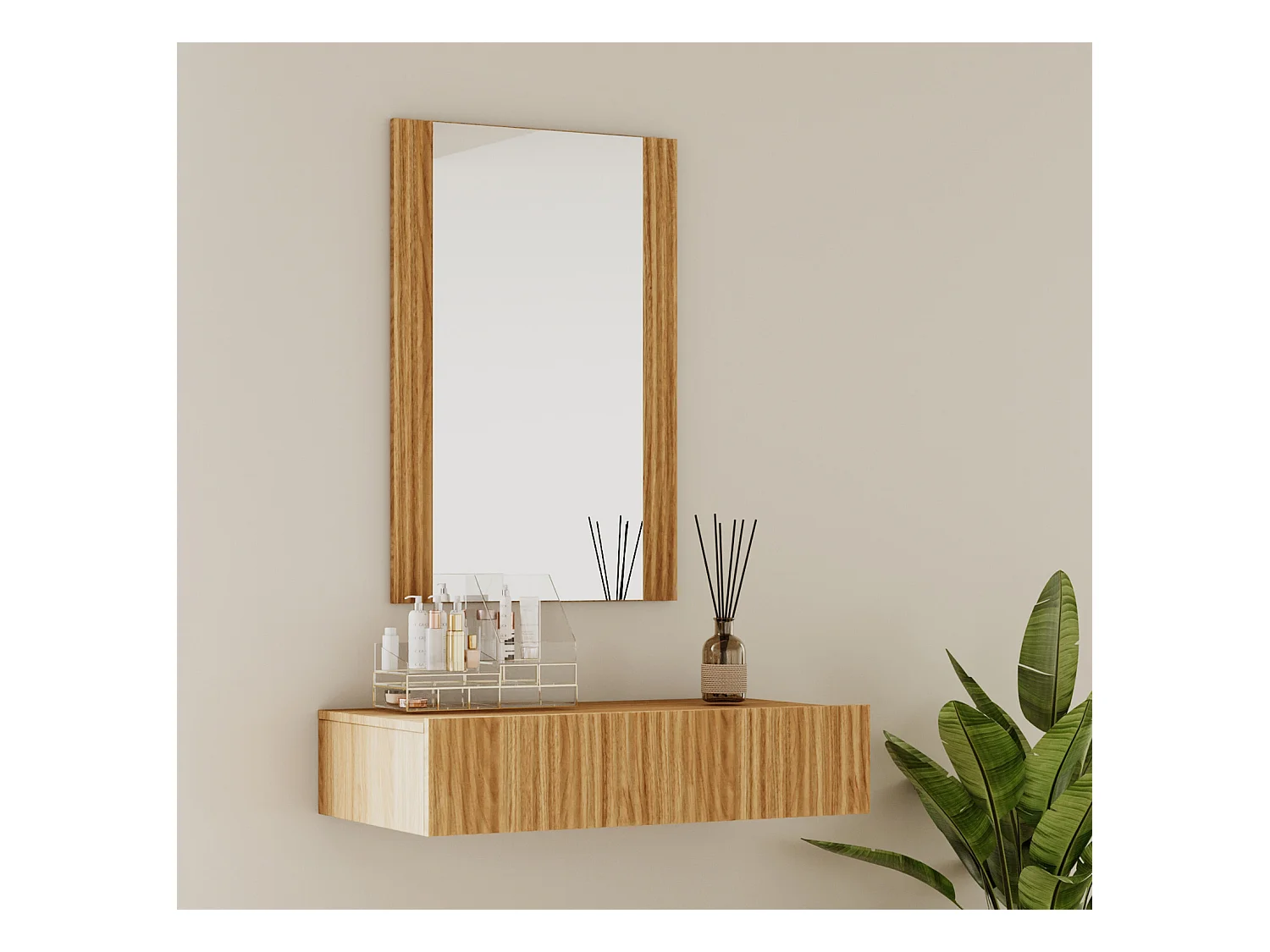 Coiffeuse pour Chambre à coucher en Coleur Chêne Alba 80x42x97cm Velia