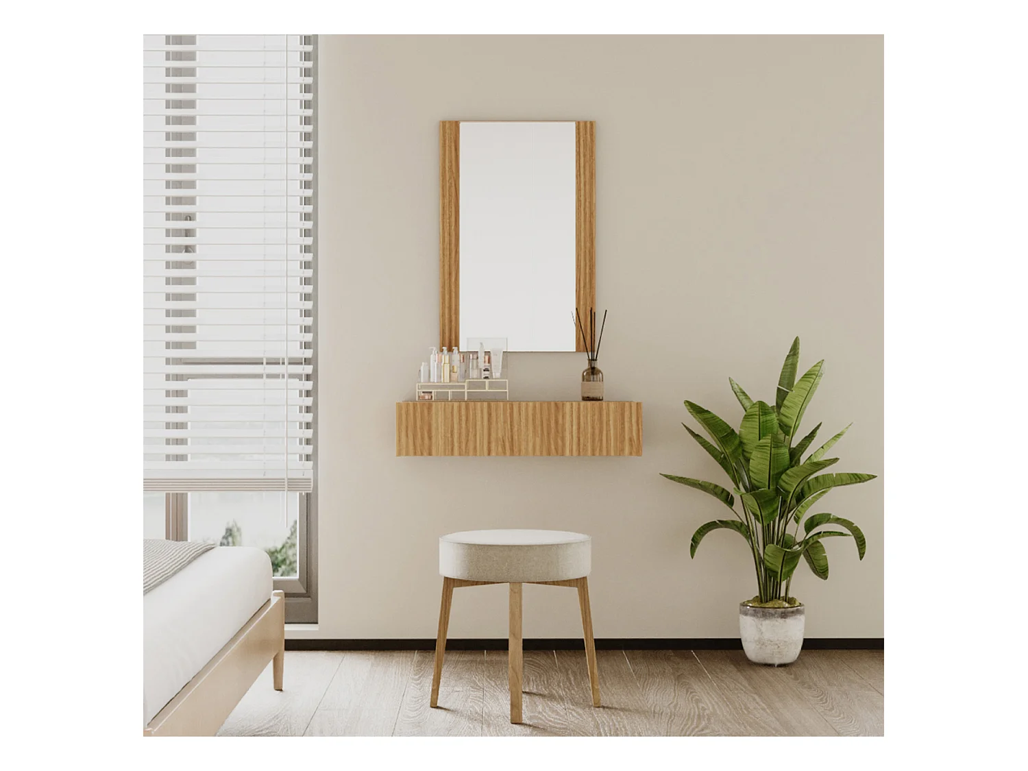 Coiffeuse pour Chambre à coucher en Coleur Chêne Alba 80x42x97cm Velia