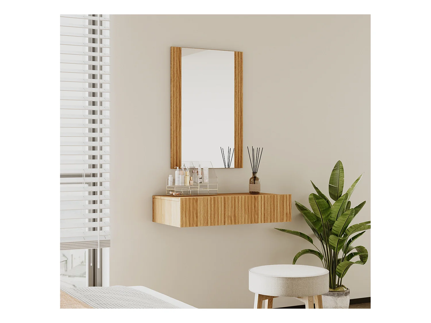 Coiffeuse pour Chambre à coucher en Coleur Chêne Alba 80x42x97cm Velia