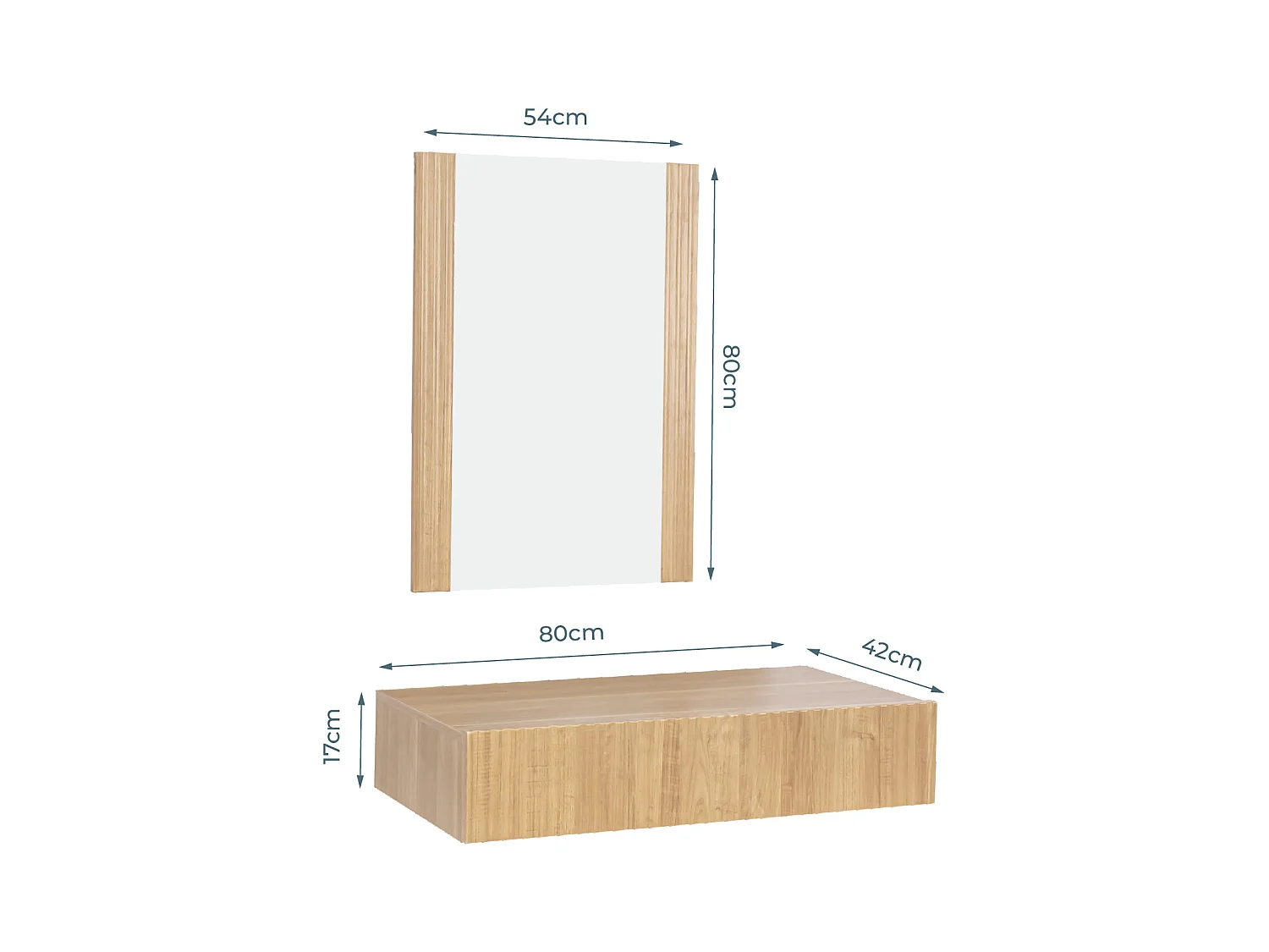 Coiffeuse pour Chambre à coucher en Coleur Chêne Alba 80x42x97cm Velia