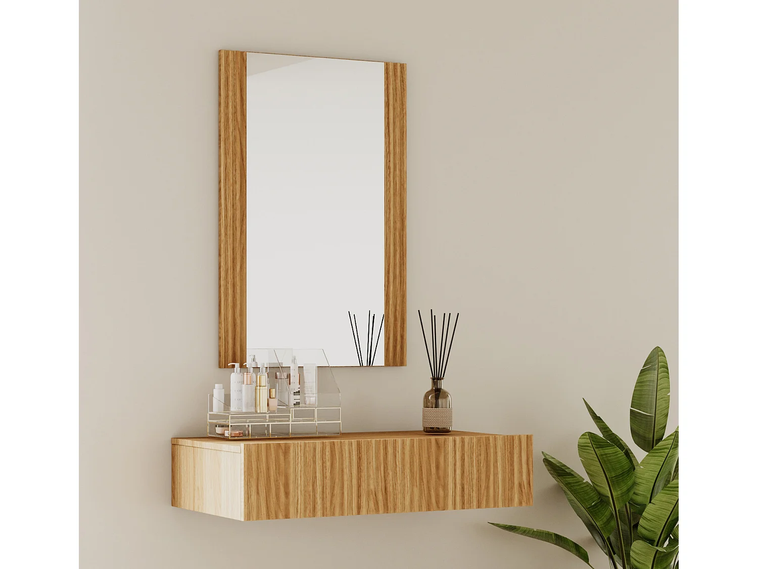 Tocador para Dormitorio en Color Roble Alba 80x42x97cm Velia