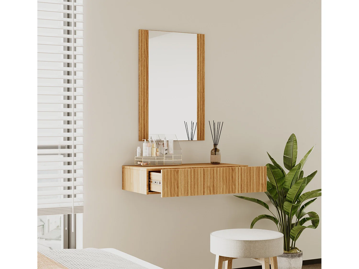 Tocador para Dormitorio en Color Roble Alba 80x42x97cm Velia