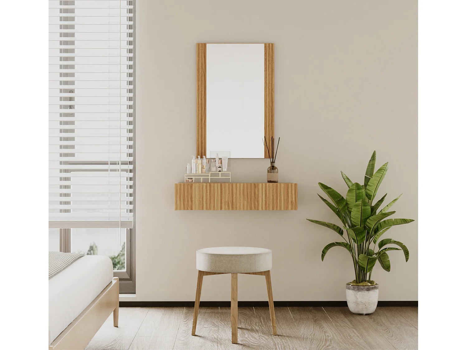 Tocador para Dormitorio en Color Roble Alba 80x42x97cm Velia