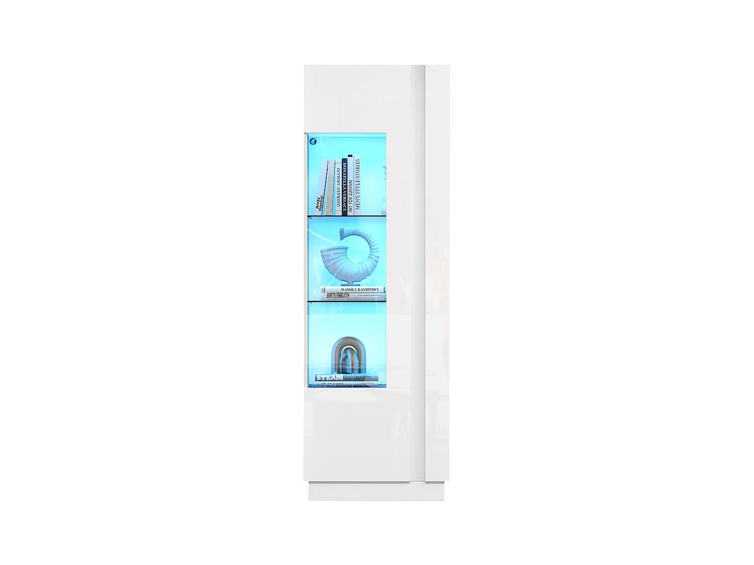 Vitrine haute brillance 60x40x180 cm - avec éclairage LED - 1 porte - Blanc