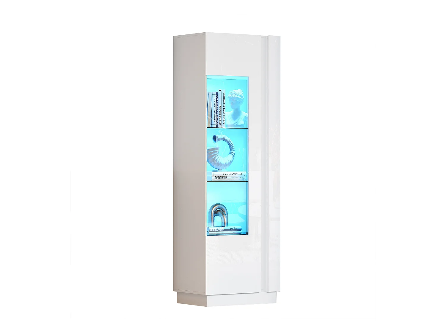 Vitrine haute brillance 60x40x180 cm - avec éclairage LED - 1 porte - Blanc