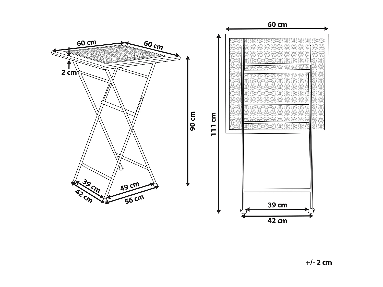 Garten Bartisch BORMIO 60 cm 60 cm Metall Schwarz