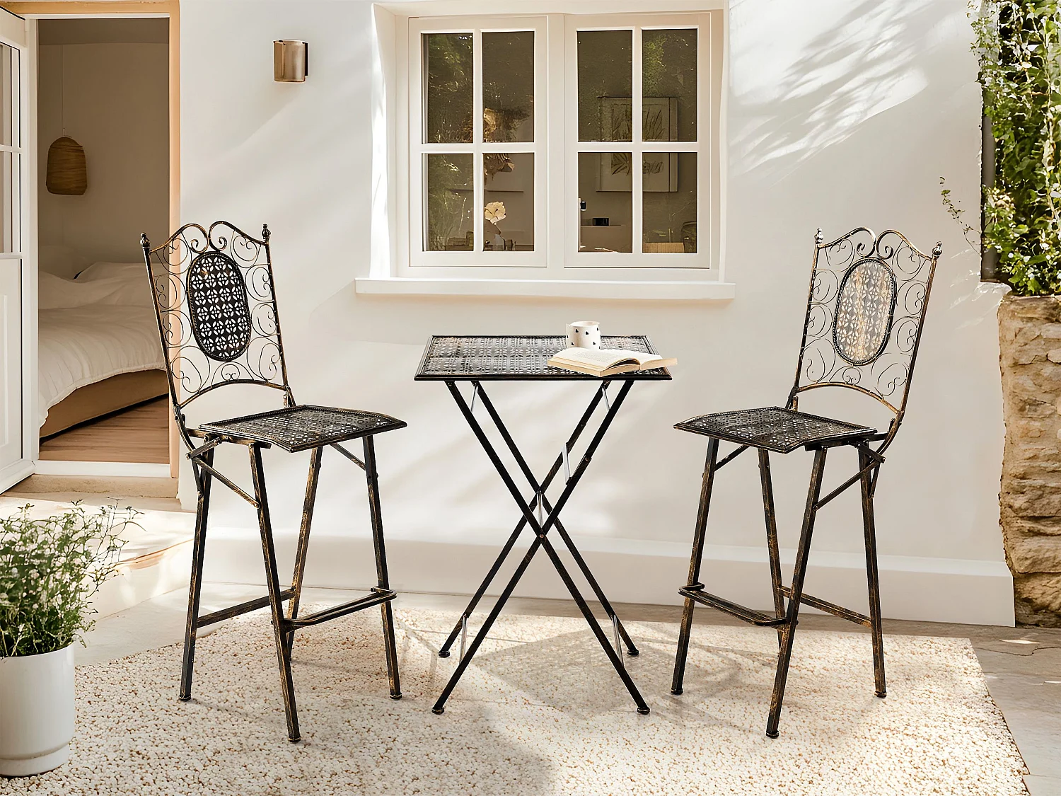 Tavolo da bar da giardino BORMIO 60 cm 60 cm Metallo Nero